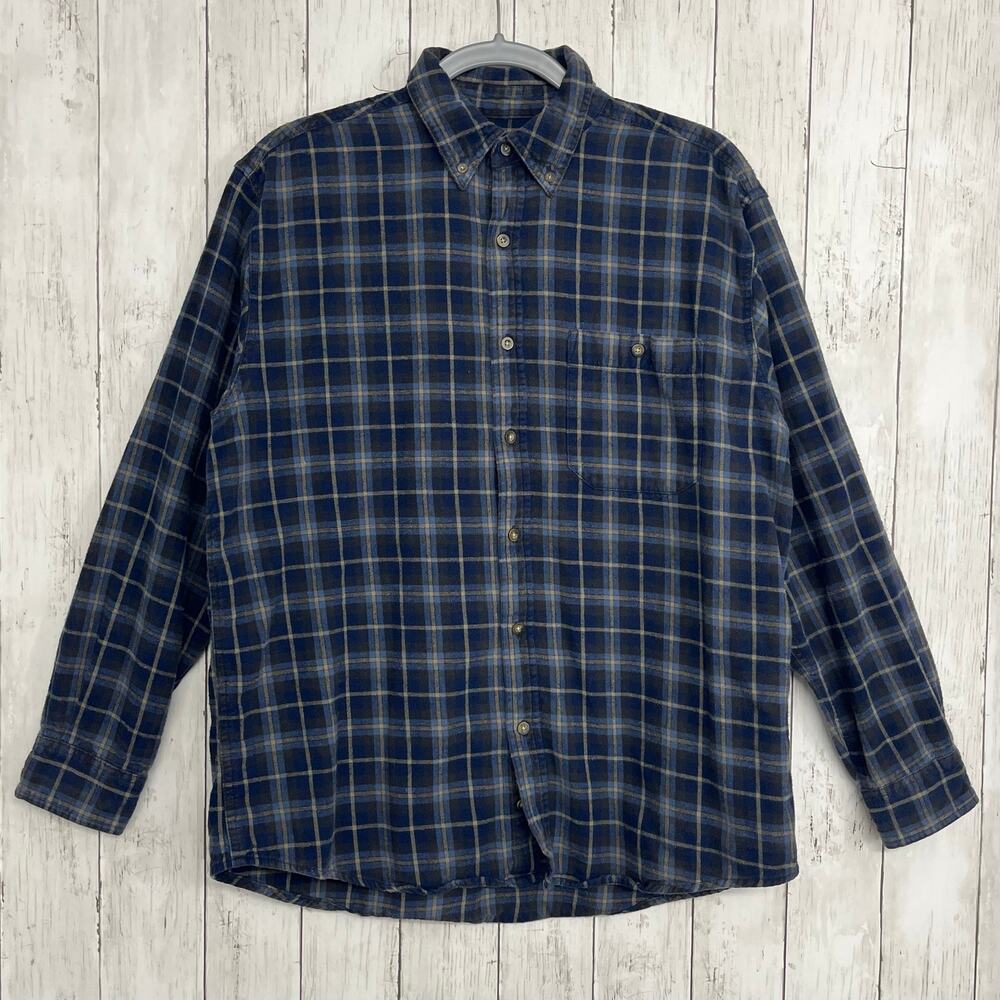 Faded Glory Flannel Plaid Button Down Suede Tag Y2K Grunge Gorpcore Men’s XL